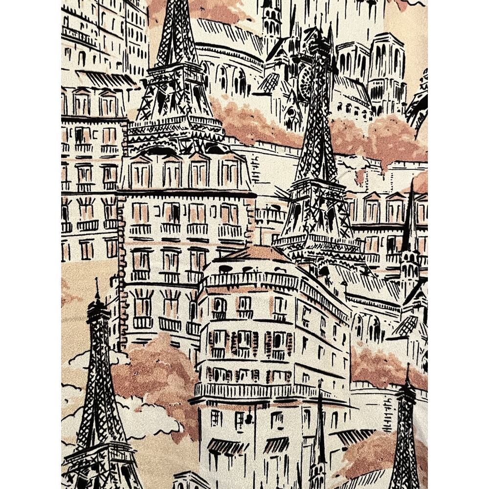 Karl Lagerfield Paris Blouse •L• Whimsical Print Collar Shirt Eiffel Tower Top - Picture 10 of 11